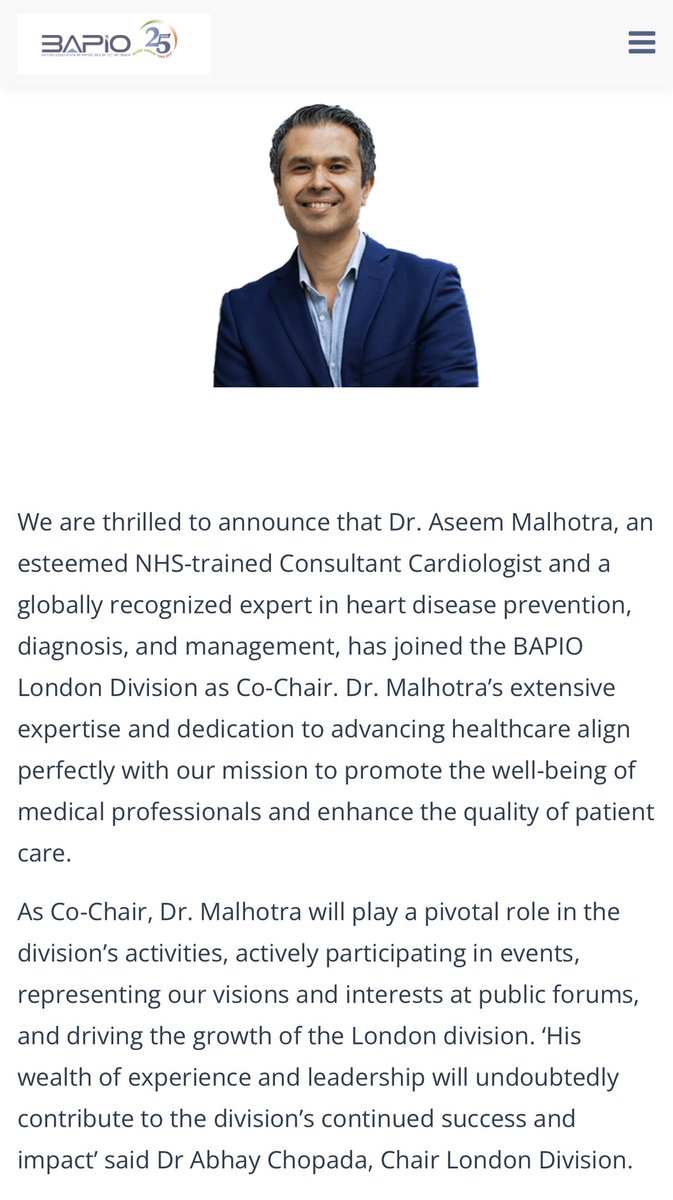 BREAKING:

Delighted & honoured to be appointed as Co-Chair of prestigious doctors organisation @BAPIOUK London division. BAPIO has 60,000 members, fights for justice for Doctors & most importantly enhancing the quality of patient care. They don’t take ANY funding from Pharma 🔥