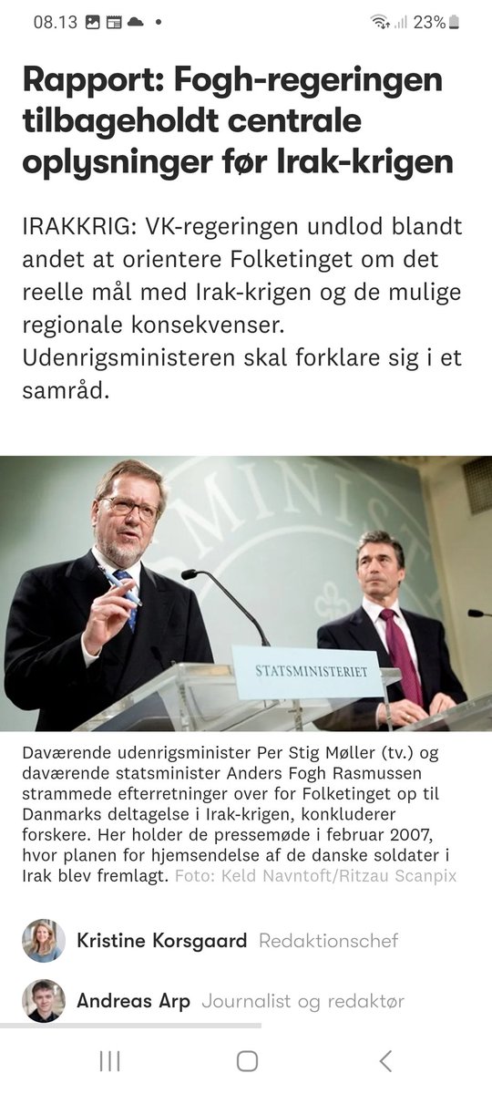 Corfitzofficial's tweet photo. @ComicDaveSmith Denmark, and the danish state minister at the time Anders Fogh Rasmussen, who blindly followed America into the war on terror and Iraq like a lemming, is still being discussed in danish media from time to time and many political experts say he should be prosecuted for war crimes https://t.co/3pXmDmDRcz