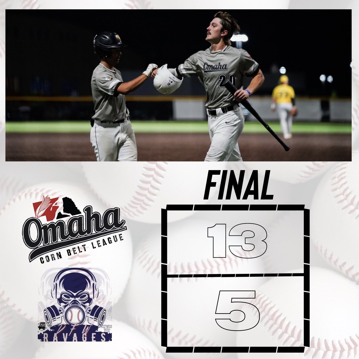 CBL Omaha takes down the Dallas-Fort Worth Ravages 13-5 in tonight’s contest with a couple of big swings. Bracket play begins tomorrow with game times still TBD. Novotny: 5.2IP, 8K Burnett: 2-3, Solo HR Rivers: 1-1, Solo HR Madsen: 3-3, 2B, 1 RBI