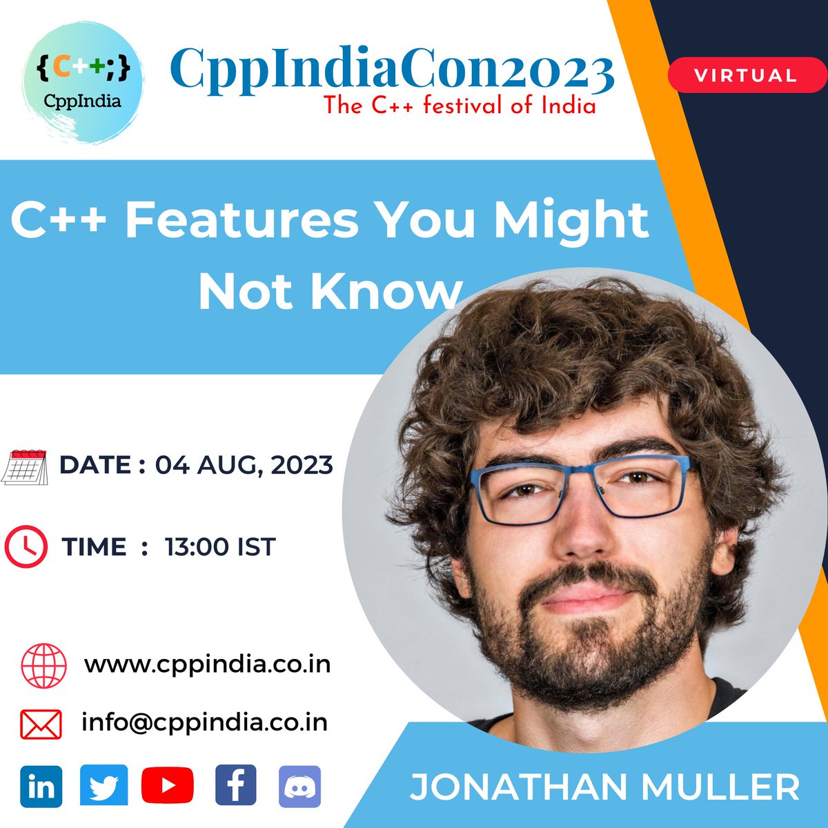 CppIndiaUG's tweet image. ⏳Next talk on &quot;C++ Features You Might Not Know&quot; by @foonathan at 01:00 PM IST.
Get ready.

Sponsors:
@Intel @thinkcell @qubecinema @TechAtBloomberg
#cppindia #cpp