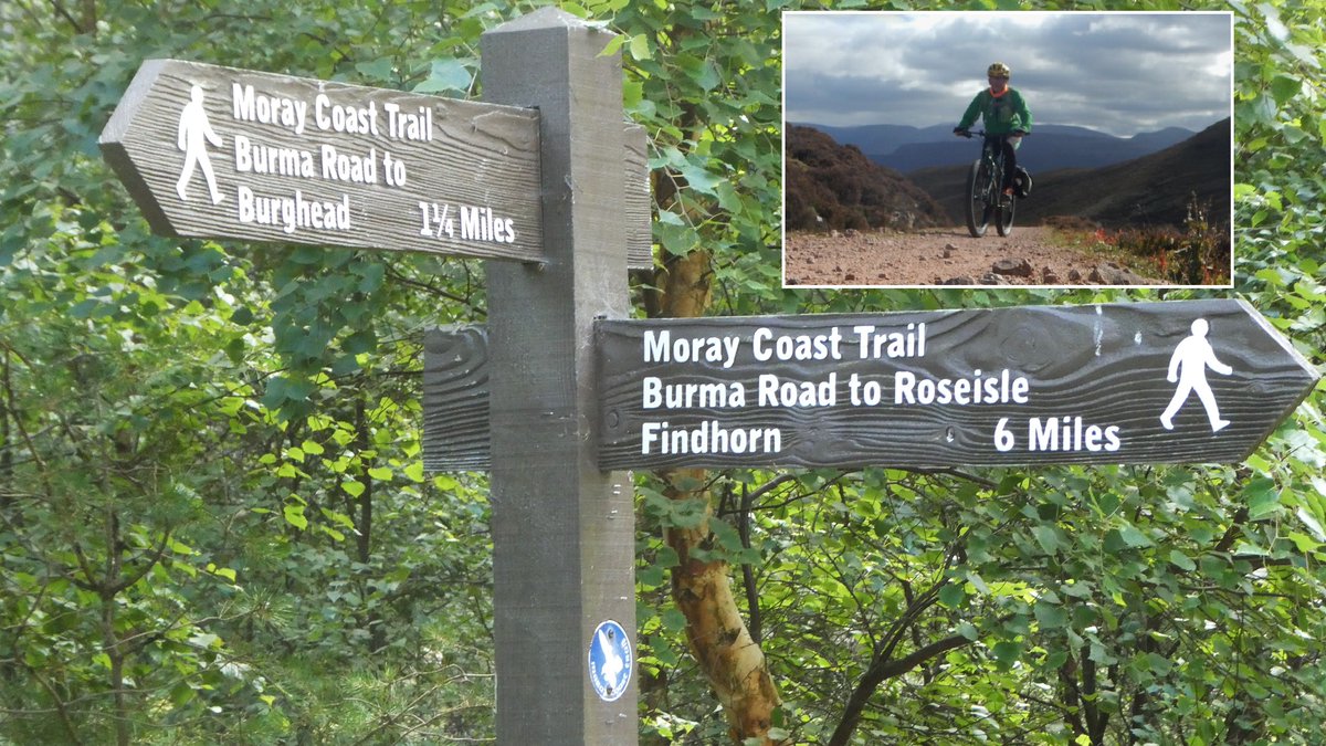 PeteCrane5's tweet photo. In Northern Scotland there are two #BurmaRoad paths ... one at Roseisle on the Moray Coast & the other west of Aviemore high up through the #Cairngorms (inset) #FingerpostFriday @FingerpostFri https://t.co/tgmiXVGrOz