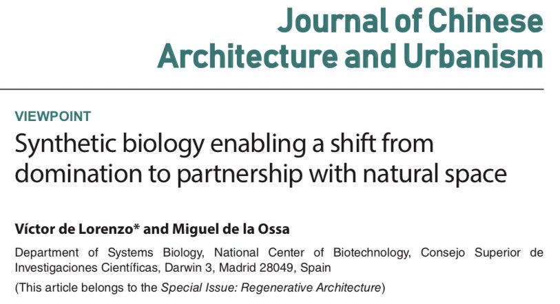 vdlorenzo_CNB's tweet photo. 1/3 When @livingarchitect asked me to write something re the interface Synthetic Biology vs Architecture I could not resist the temptation to put down some (crazy?) thoughts on the matter despite the subject being far from my expertise—apologies to real pundits on the topic 😅! https://t.co/mJanql6udS