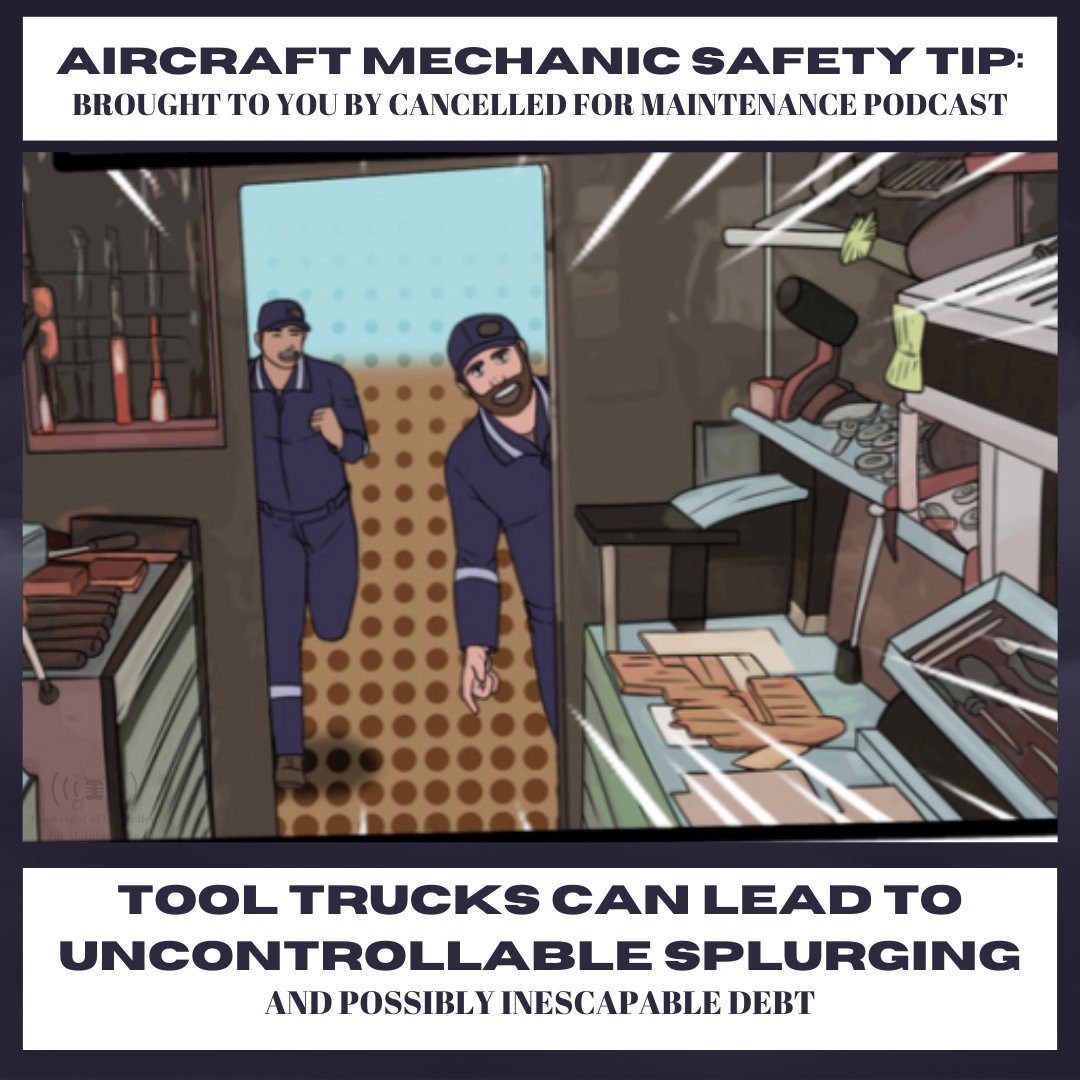 CXMXpodcast's tweet image. Beware of uncontrolled spending on shiny new tools and gear.
.
.
Check out more of our comics on the Tapas app!

#cxmx #shinytools #tooltruck #cripplingdebt  #aircraftmechanic #mechanic #fbo #mro #aircraftmaintenancengineer #airplane_lovers #aviationgeeks  #aviationpodcasts