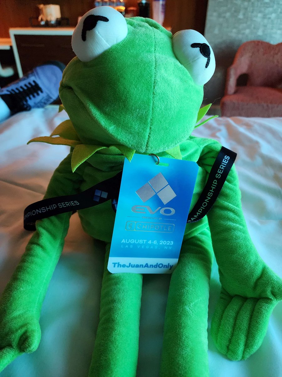 yattadante's tweet photo. Kermit the Offline Warrior makes his debut at EVO 2023.

#kermitvsevo2023 https://t.co/xVok4R5ClP