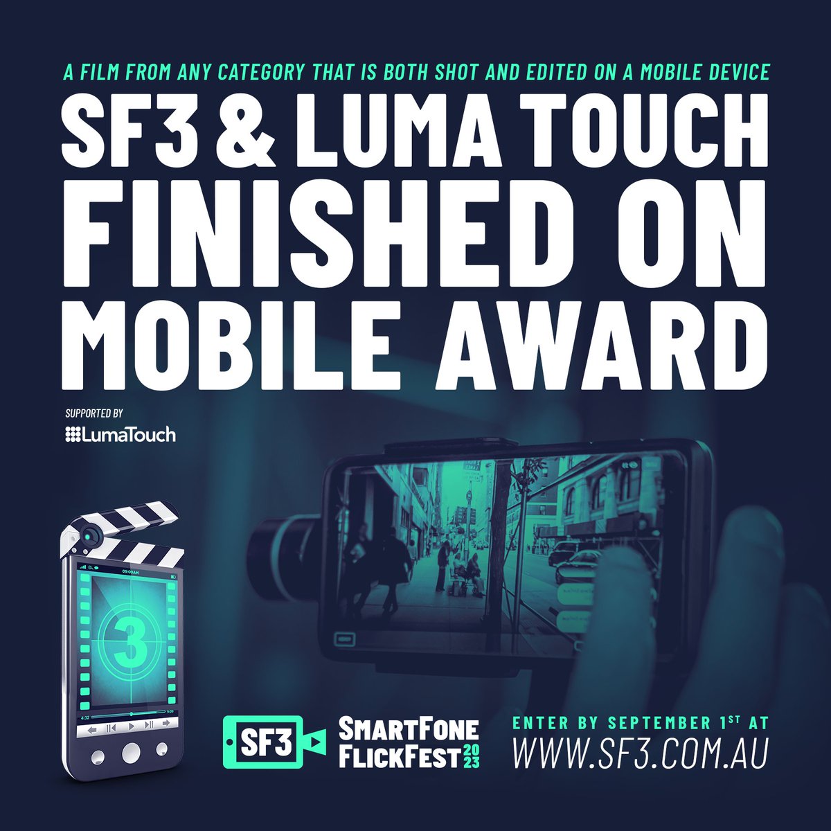 SF3 is proud to have <a href="/LumaTouch/">LumaTouch 📱🎞</a> as one of our Major Sponsors + we've worked together on this special award - the SF3 &amp; Luma Touch Finished on Mobile Award for a film that is BOTH shot and edited on a mobile device. Enter by September 1st to win an iPad at sf3.com.au