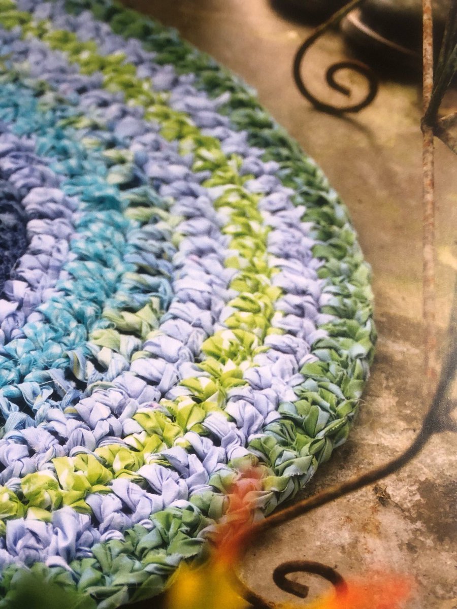 Crochet Oval Rag Rug Pattern 💚 Use old sheets or old quilt covers ♻️ create a memeory rug #crochet #ecocrochet #earlybiz #nowaste #recycle #upcycle #reuse #homely #Craftbizparty #MHHSBD #wip etsy.com/listing/102272…