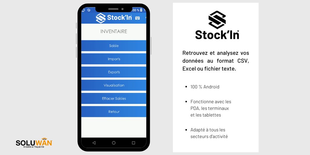Soluwancom's tweet photo. 🔷 💠Développée par @Solutys, la solution logicielle Stock'In Droid a été pensée pour faciliter la gestion et le contrôle des stocks, en offrant la possibilité d'exporter les données sous différents formats : CSV, Excel ou fichier texte.

➡️ https://t.co/1pi9P5Rhk8 https://t.co/Y72f5Q1Ogu