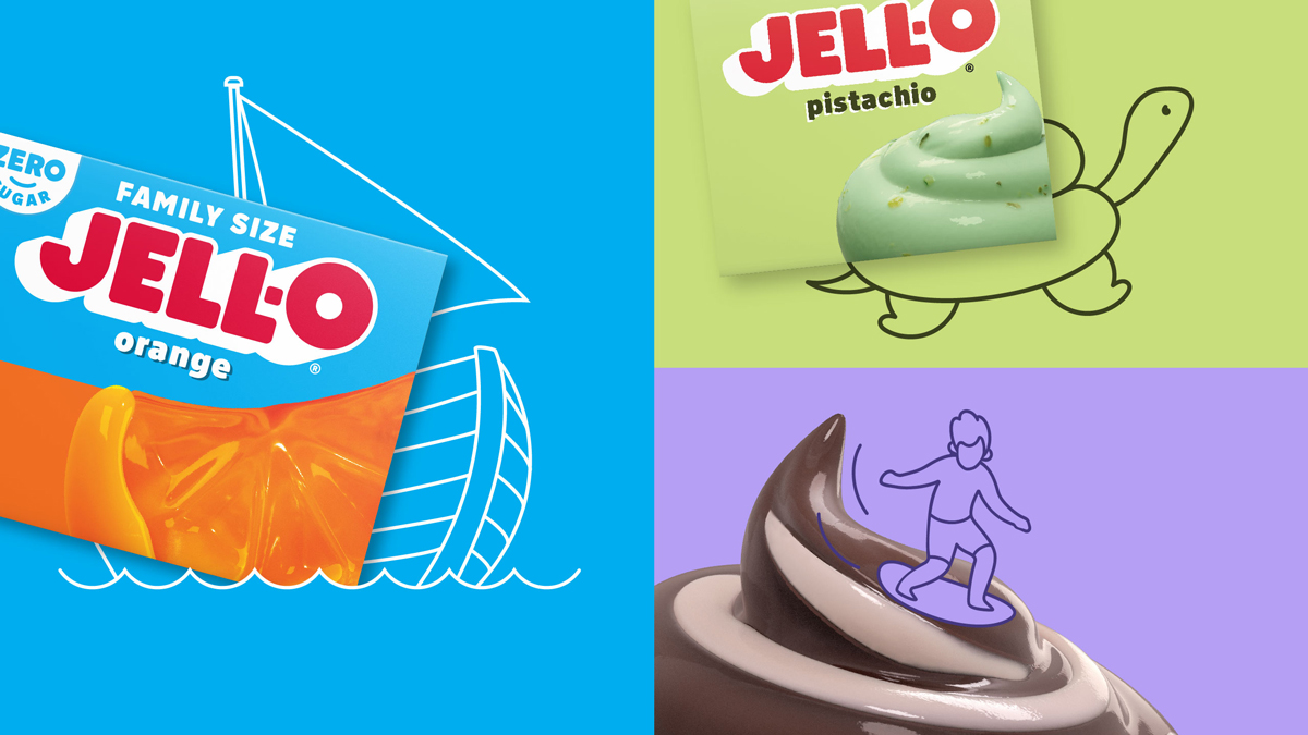 With chunky type and playful illustrations, Jell-O's new look from <a href="/BrandOpus/">BrandOpus</a> embraces a nostalgic feel ow.ly/jmgx50PrBnp