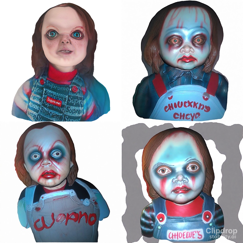 FLDiGiTaL972's tweet photo. GM🎨 Unleashed my inner artist with Chucky! Used Blender's Face Builder for an avatar makeover. 🤖 Combined it w #SDXL1 &amp; Reimagine XL. 🌌 Fell dwn rabbit hole of creativity!#AI #horror #tech  #StableDiffusionMagic #creators #artist #AITech @Blender #chucky #fridaymorning https://t.co/IPzA7pgp39
