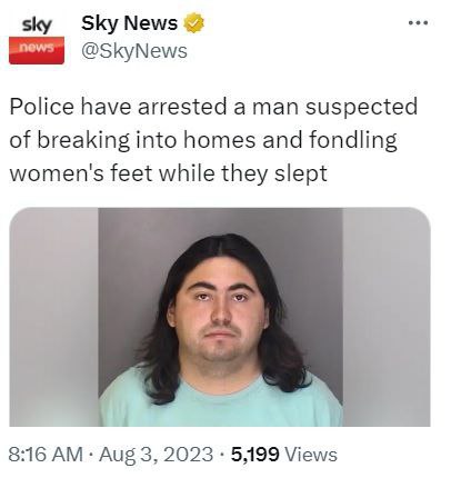 Полиция арестовала гражданина, который врывался в дома к спящим женщинам и ласкал им ноги