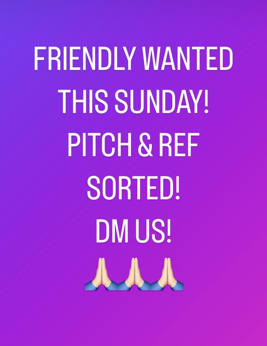 🚨 FRIENDLY WANTED this Sunday🚨 
⚽️⚽️⚽️      @CLSTladies1        ⚽️⚽️⚽️
PITCH, REF all sorted just need a team