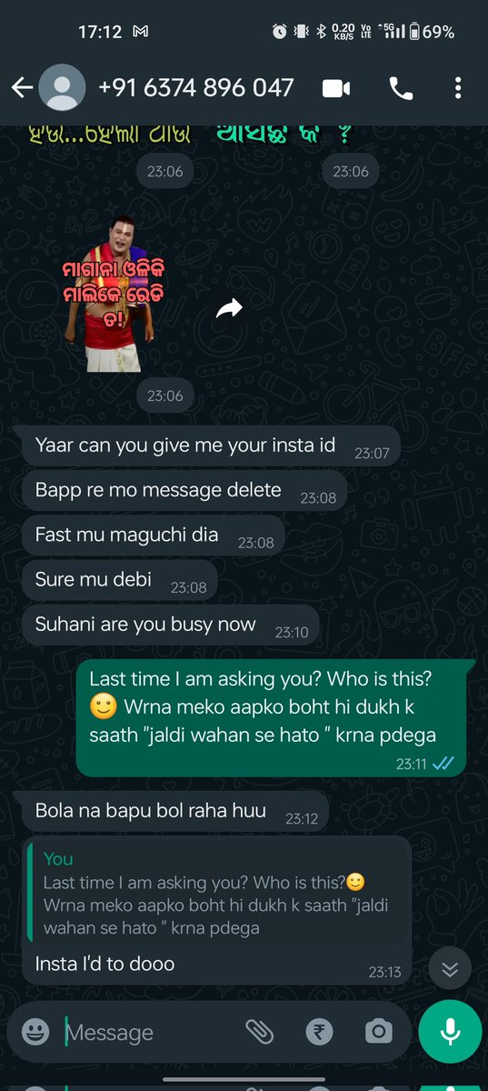 its_suhani07's tweet photo. @Olacabs is just getting risky day by day...2 days ago I booked a ride ..called the driver and as he was delaying the ride, I cancelled it. The same night around 11 pm he started messaging me on WhatsApp asking for my Instagram I'd my picture.#olacab https://t.co/EbOYCkX45I