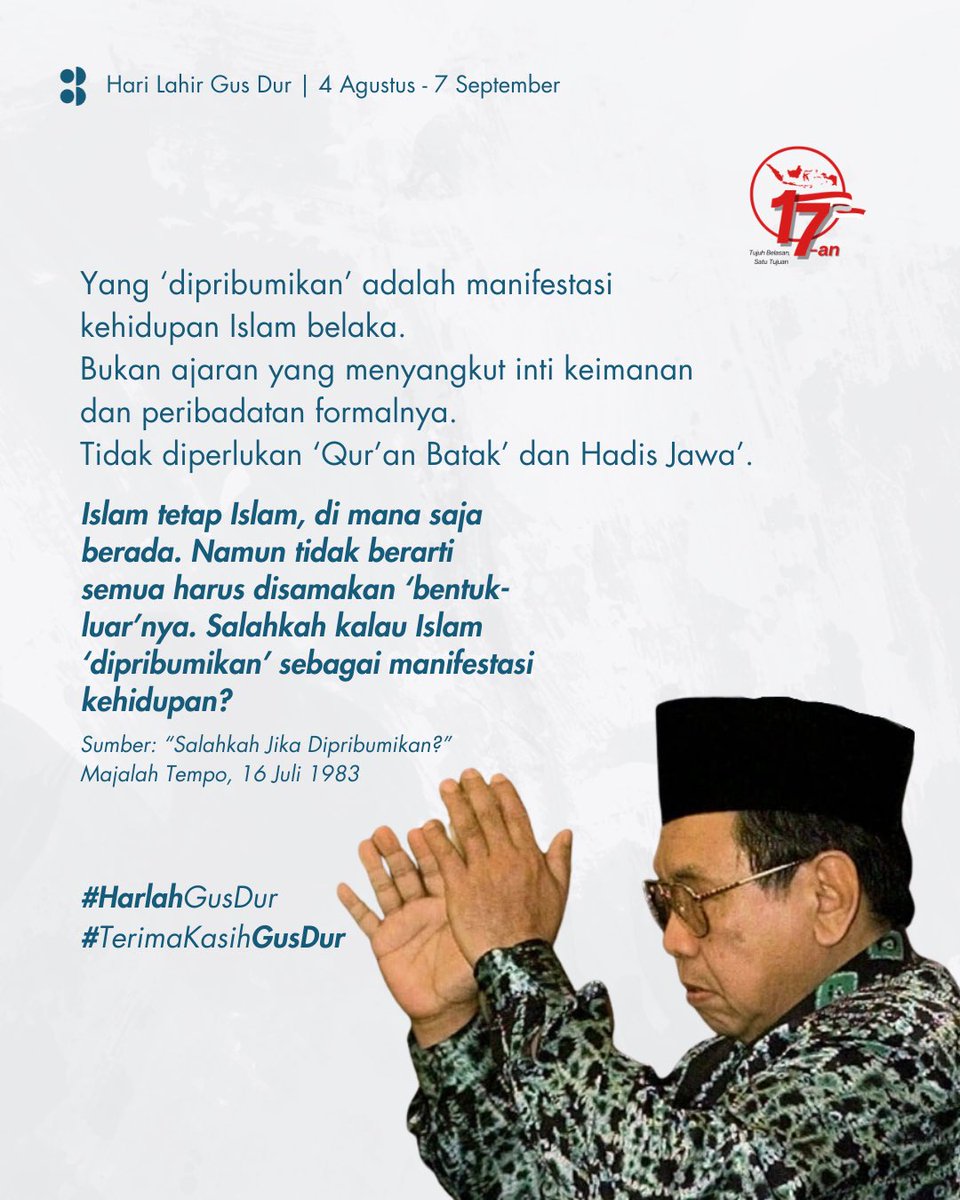 #TerimaKasihGusDur 
#HarlahGusDur