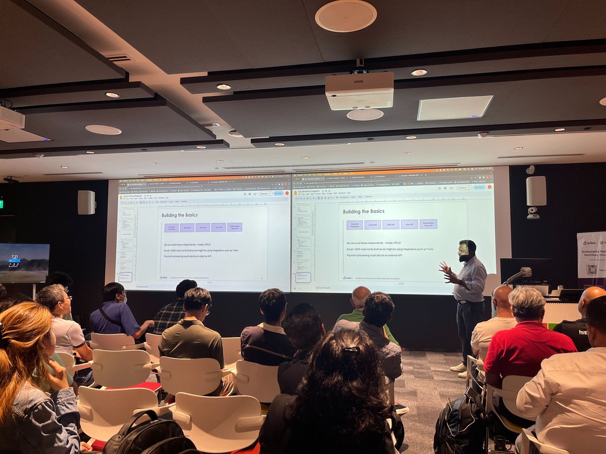 orkesio's tweet photo. @BoneySekh , our Co-founder and CTO, calling out the key challenges with building and maintaining complex systems and sharing insights to accelerate your developer journey with #conductor! 📷 https://t.co/56bxBsfZ0q