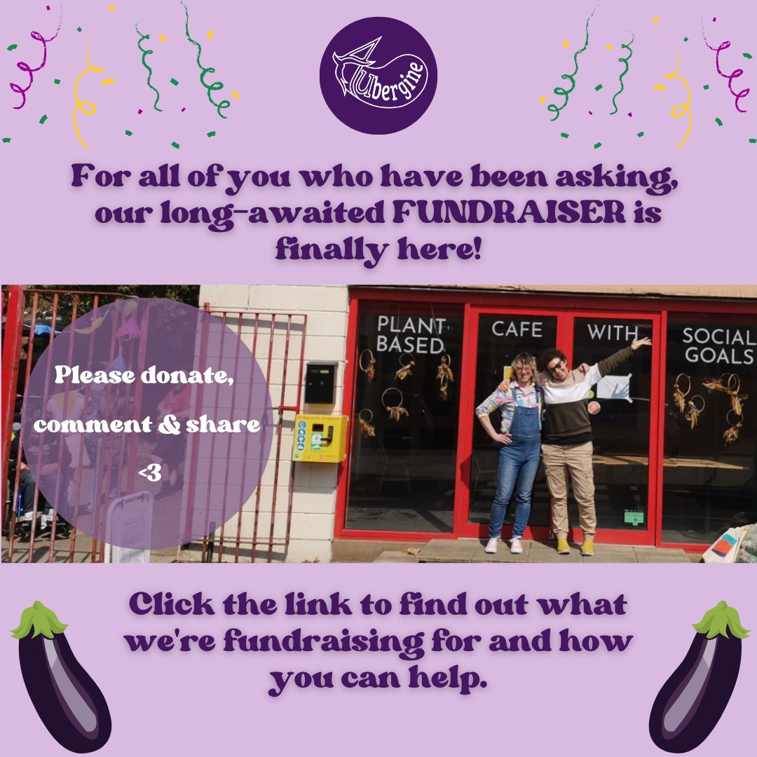 Our fundraiser is now live!

crowdfunder.co.uk/p/aubergine-ca…

Click the link to find out what we're raising money for and how you can help. 

#fundraiser #fundraising #actuallyautistic #autistic #neurodivergent #neurodiversity #aubergine #cardiff #vegan