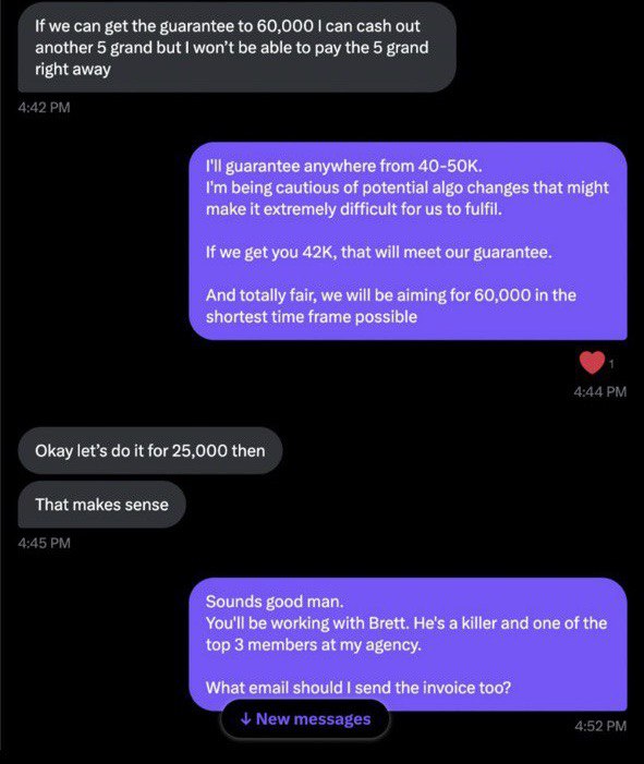 “I’ll pay you 25,000 to get me 60,000 followers in 60 days.” I agreed