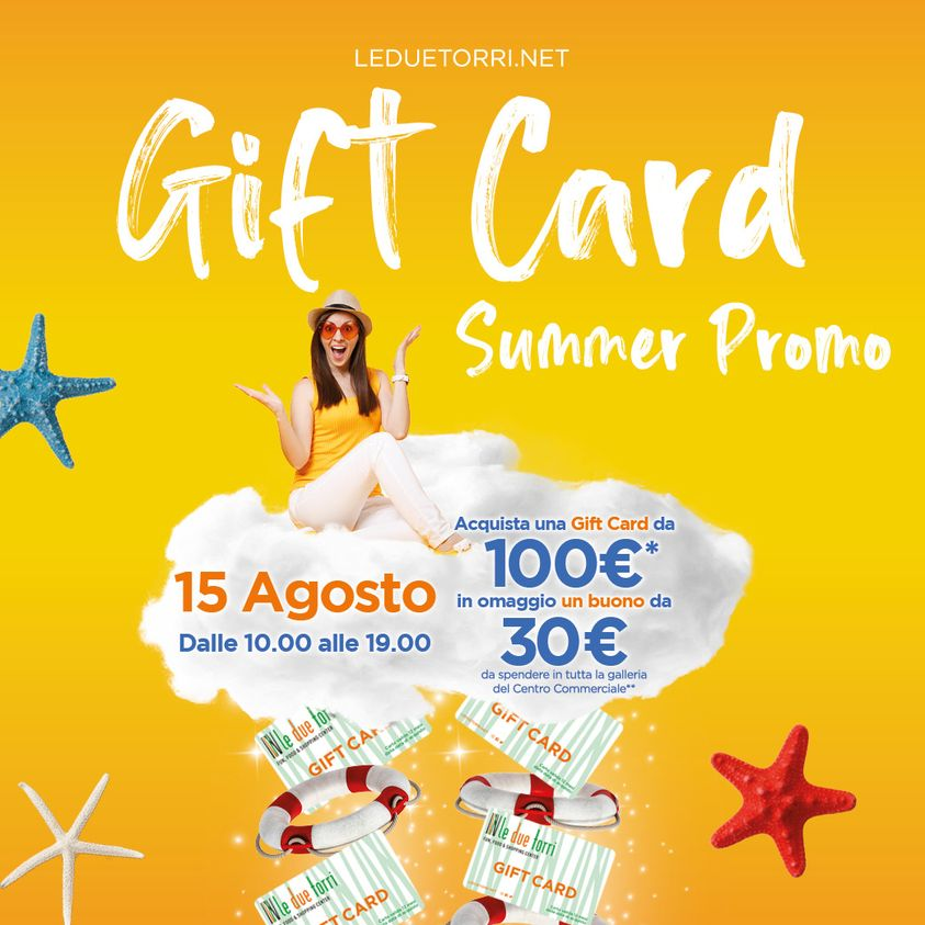 Le_Due_Torri's tweet photo. Il Ferragosto a Le Due Torri Shopping Center conviene ancora di più😍
Dalle 10.00 alle 19:00 ti aspettiamo all’infopoint con un’offerta imperdibile!
Acquista una gift card del valore di 100 euro, e ricevi subito in regalo 30 euro di buoni da spendere nella galleria del centro! https://t.co/5T3QT3a2P0