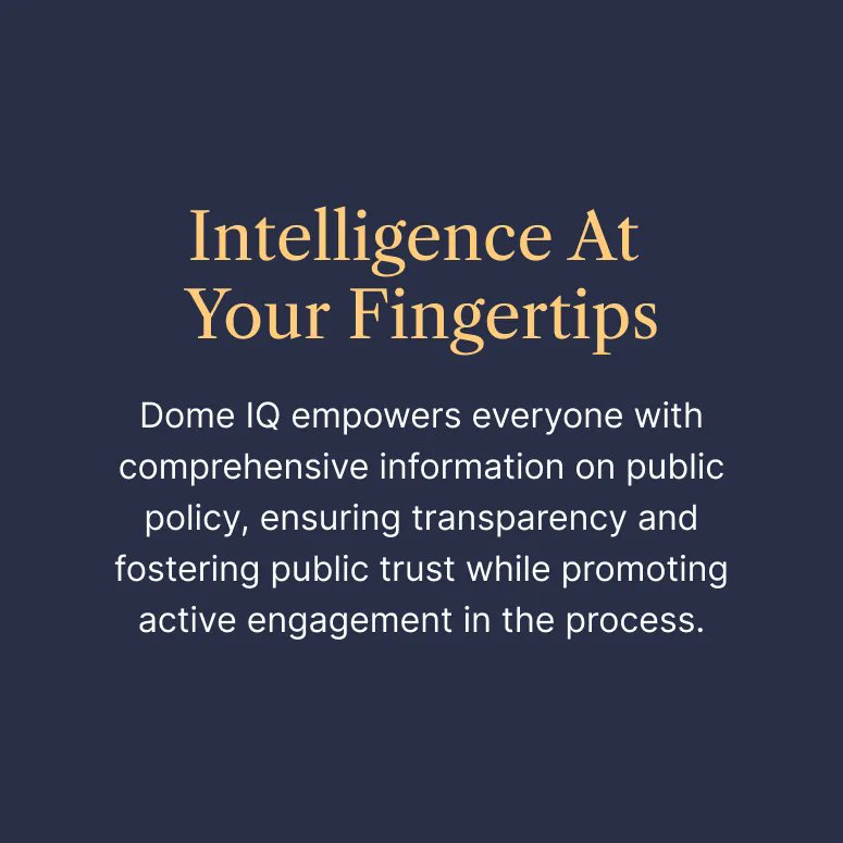 Dome IQ empowers everyone with comprehensive information on public policy, fostering public trust while promoting active engagement in the process. 

Download Dome IQ today at domeiq.com

#DomeIQ #DemocratizePublicPolicy #MichiganPolicy #IntelligenceAtYourFingertips