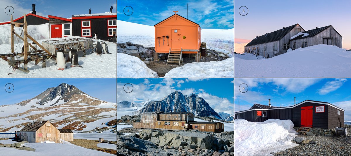 AntarcticHT's tweet photo. In 1993, we didn’t have one site to our name. Today, we manage six huts on the Antarctic Peninsula. Which one is your favourite? 🤔

1. Port Lockroy 🐧📮
2. Damoy Hut  ✈️🧊
3. Detaille Island Hut 🥶🕰️
4. Horshoe Island Hut 🔬📍
5. Stonington Island Hut 🐶🛷
6. Wordie House ⛈️🗼🇦🇶 https://t.co/iYD5VXa4qY