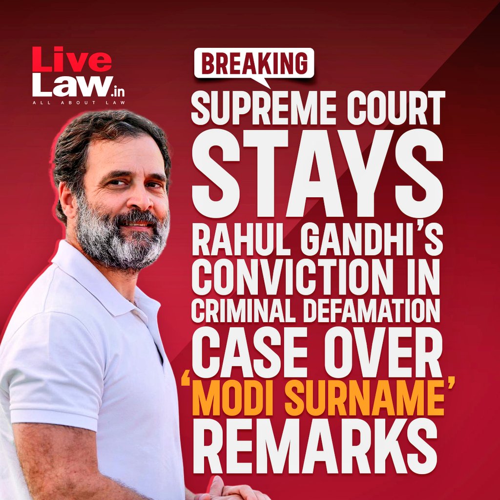 Anjan94150697's tweet image. INDIA&apos;S VICTORY:

After hearing arguments, the Supreme Court:

1) STAYED #RahulGandhi&apos;s conviction and restored his status as a Member of Parliament.

2) Justice BR Gavai said, RAMIFICATIONS of RaGa&apos;s CONVICTION are FAR-REACHING &amp;amp; #AFFECT THE RIGHTS OF VOTERS WHO ELECTED HIM.!