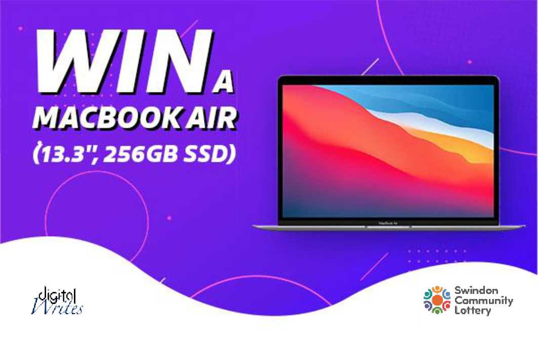 On Saturday 26th August, you could win an Apple MacBook Air!  swindonlottery.co.uk/support/digita…… By supporting us, you show our funders that people value what we do and think we should keep going. Every £1 spent on this lottery empowers us to raise £10 more from the national funders!