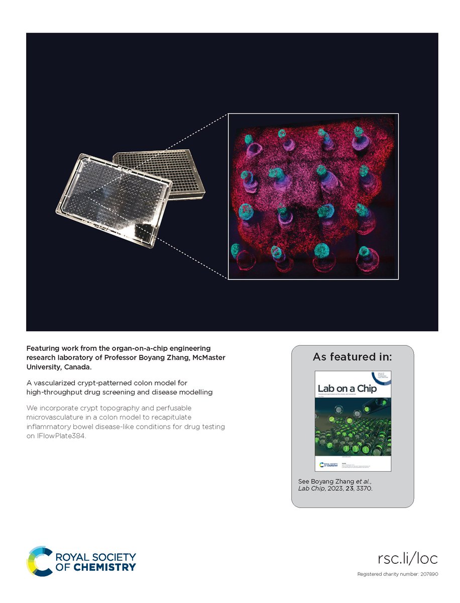 Lab on a Chip (@labonachip) on Twitter photo A #vascularized crypt-patterned colon model for high-throughput drug screening and #disease modelling
Alexander Sotra <a href="/SotraScience/">Alex Sotra</a>, Kimia Asadi Jozania & Boyang Zhang <a href="/BZhangLab/">BZhangLab</a> <a href="/McMasterEng/">McMaster Engineering</a>
pubs.rsc.org/en/content/art… A #vascularized crypt-patterned colon model for high-throughput drug screening and #disease modelling
Alexander Sotra <a href="/SotraScience/">Alex Sotra</a>, Kimia Asadi Jozania & Boyang Zhang <a href="/BZhangLab/">BZhangLab</a> <a href="/McMasterEng/">McMaster Engineering</a>
pubs.rsc.org/en/content/art…