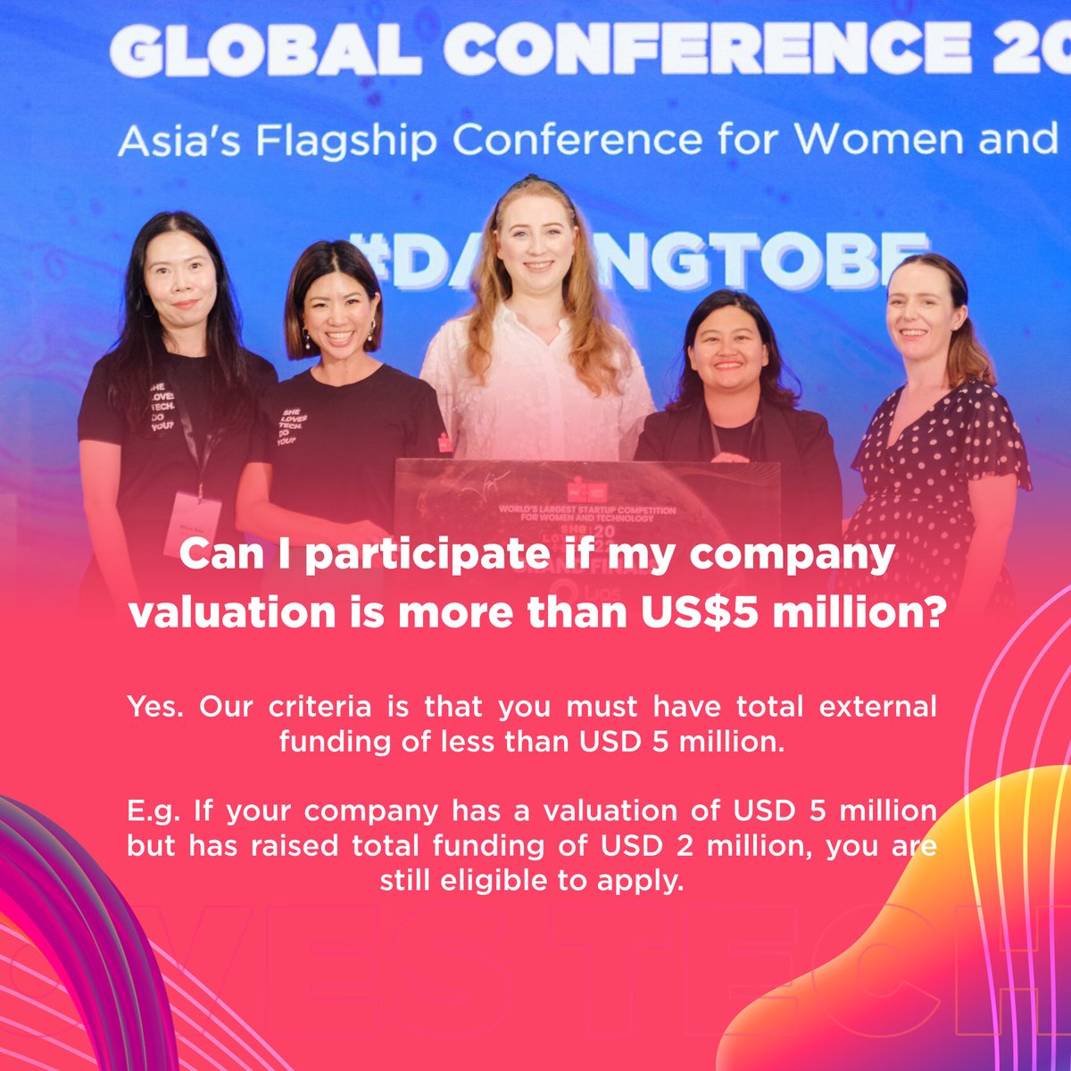 SheLovesTechOrg's tweet photo. Want to join the She Loves Tech Global Startup Competition 2023, but still have questions? Here are some FAQs to help you with the application process.

🙋‍♀️ What is considered "Technology"?
👥 Does my business need to have a female founder? Can I participate if I'm a man? https://t.co/4j0SvuoyLd