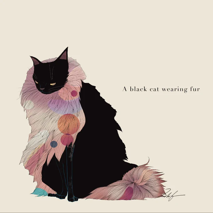ファーを纏う黒猫