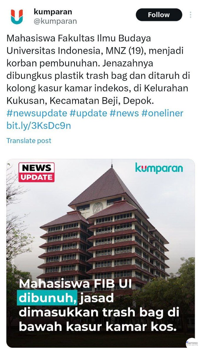 Ptn! Kasus baru di Universitas Indonesia (UI). Orang makin ke sini makin ke sana