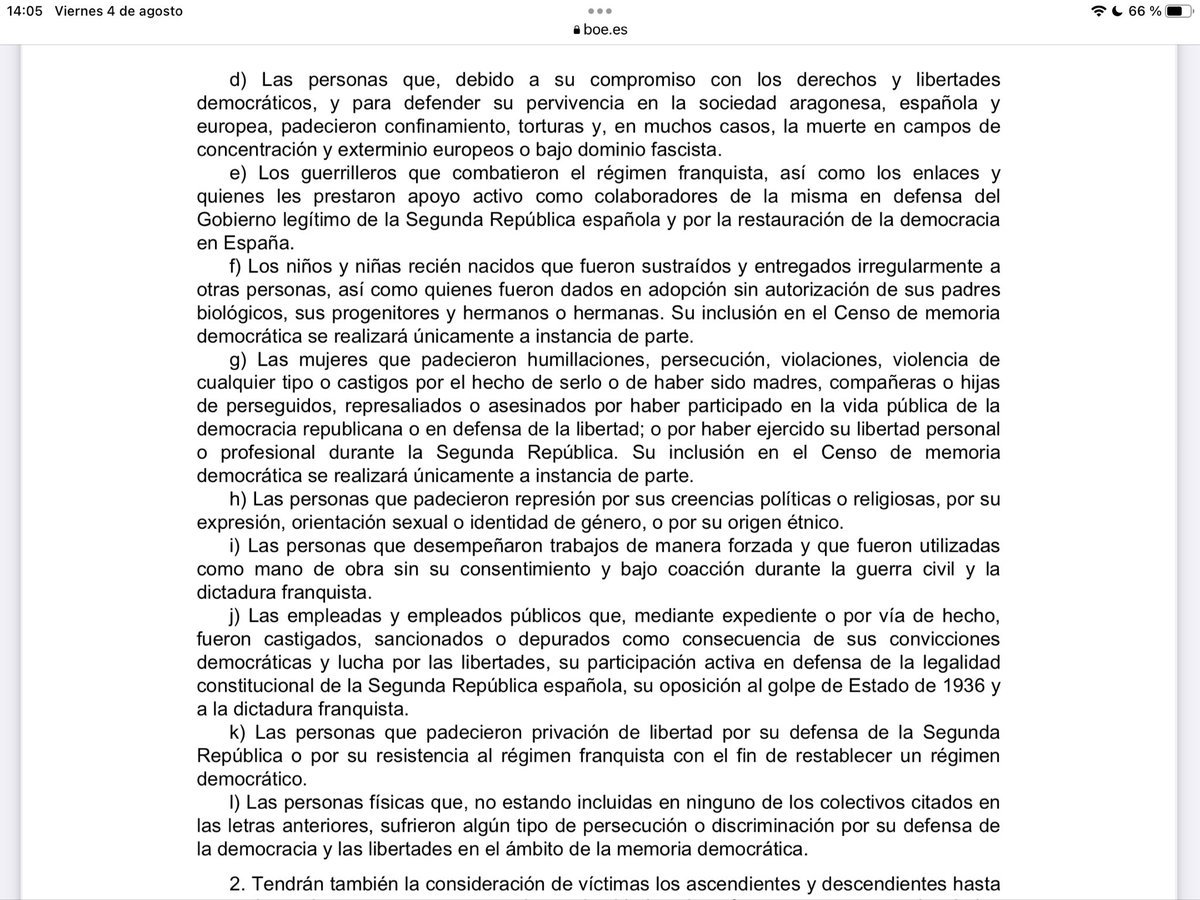 El PP y VOX derogarán en Aragón una ley que considera víctimas a los desparecidos forzosos durante la Guerra Civil. A los niños y niñas robados A las mujeres violadas A las personas perseguidas por su religión Son ultras de la peor condición