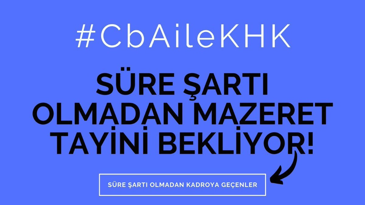 Bize verilen sözün tutulmasını istiyoruz.
<a href="/tcmeb/">Millî Eğitim Bakanlığı</a>
<a href="/Yusuf__Tekin/">Yusuf Tekin</a> 
<a href="/kemalsamlioglu/">Kemal ŞAMLIOĞLU</a> 
<a href="/yilmaznazif/">Nazif Yılmaz</a>
<a href="/farukyelkenci/">Ömer Faruk Yelkenci</a> 
<a href="/isaritas_/">İbrahim Sarıtaş</a> 
<a href="/cftcblnt/">Bülent ÇİFTCİ</a> 
<a href="/omurfatih/">Ömür Fatih Karakullukçu</a>
 #AilemizeKavustur
