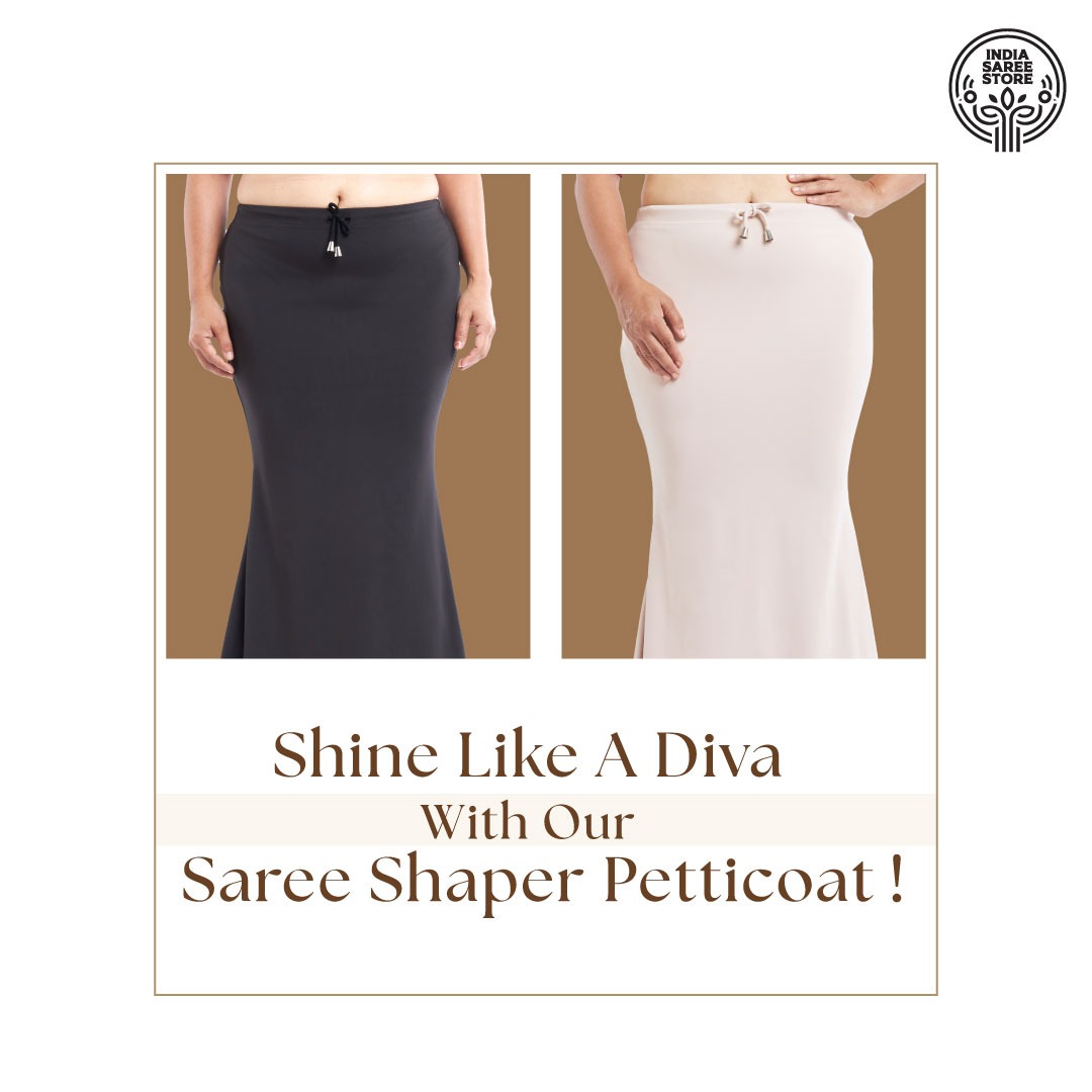 IndiaSareStore's tweet photo. Wow everyone around you with a perfectly shaped silhouette this season- Thanks to our magical Saree Shaper Petticoat! #SareeStyle#EffortlessChic https://t.co/OZeyfIONMP