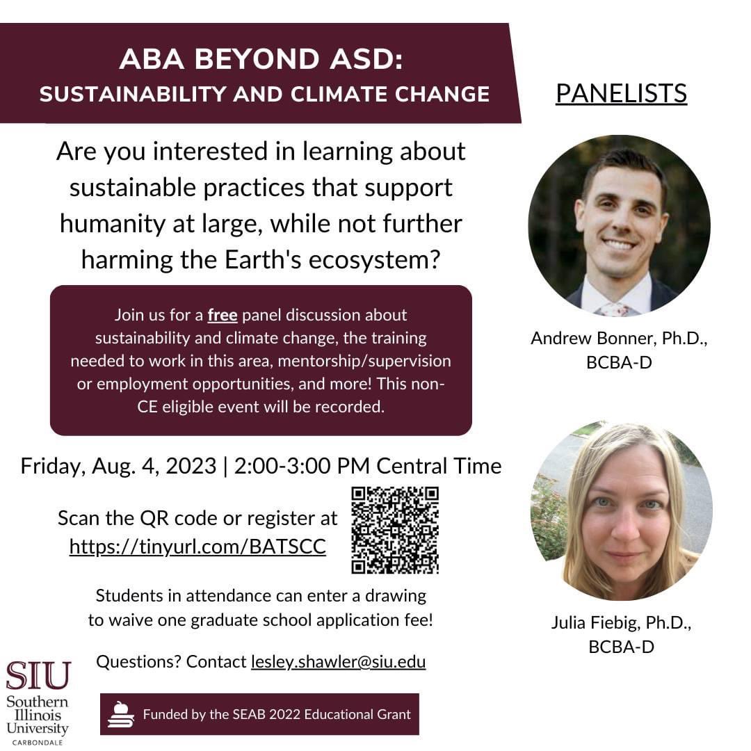 ShawlerLesley's tweet photo. Interested in applying the principles of aba to sustainability and climate change? Check it out today! #aba #ababeyondasd #savetheworldwithbehavioranalysis https://t.co/dDItoQGE1O