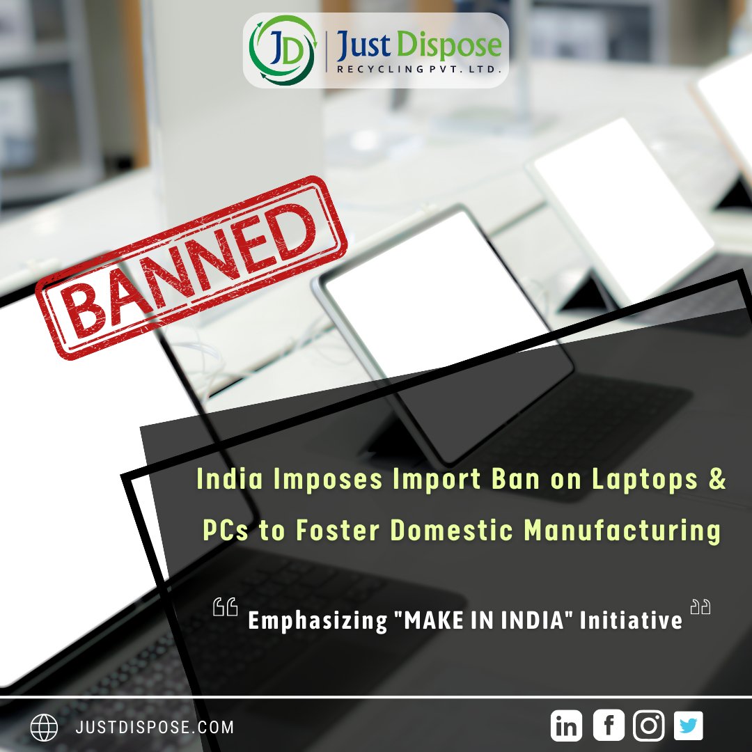 Justdispose's tweet photo. India Tightens Import Rules on #Laptops, Tablets, and PCs to Boost Local #Manufacturing!
https://t.co/wgLIkP23bV
Link: https://t.co/vAGsmXGfGT
.
#TechNews #IndiaImports #makeinindia #LaptopBanIndia #TechBan #ElectronicsBan #ImportBan #IndiaTechPolicy #IndianGovernment #importban https://t.co/s0k8mCwbra
