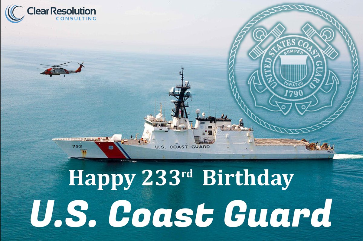 crctoday's tweet photo. #TeamCRC joins with our grateful nation in celebrating the birthday of the U.S. Coast Guard, which has saved countless lives and protected U.S. interests at ports, inland waterways, along coastlines, &amp; international waters for the past 233 years. Happy Birthday U.S. Coast Guard! https://t.co/1kGjm1fOSP