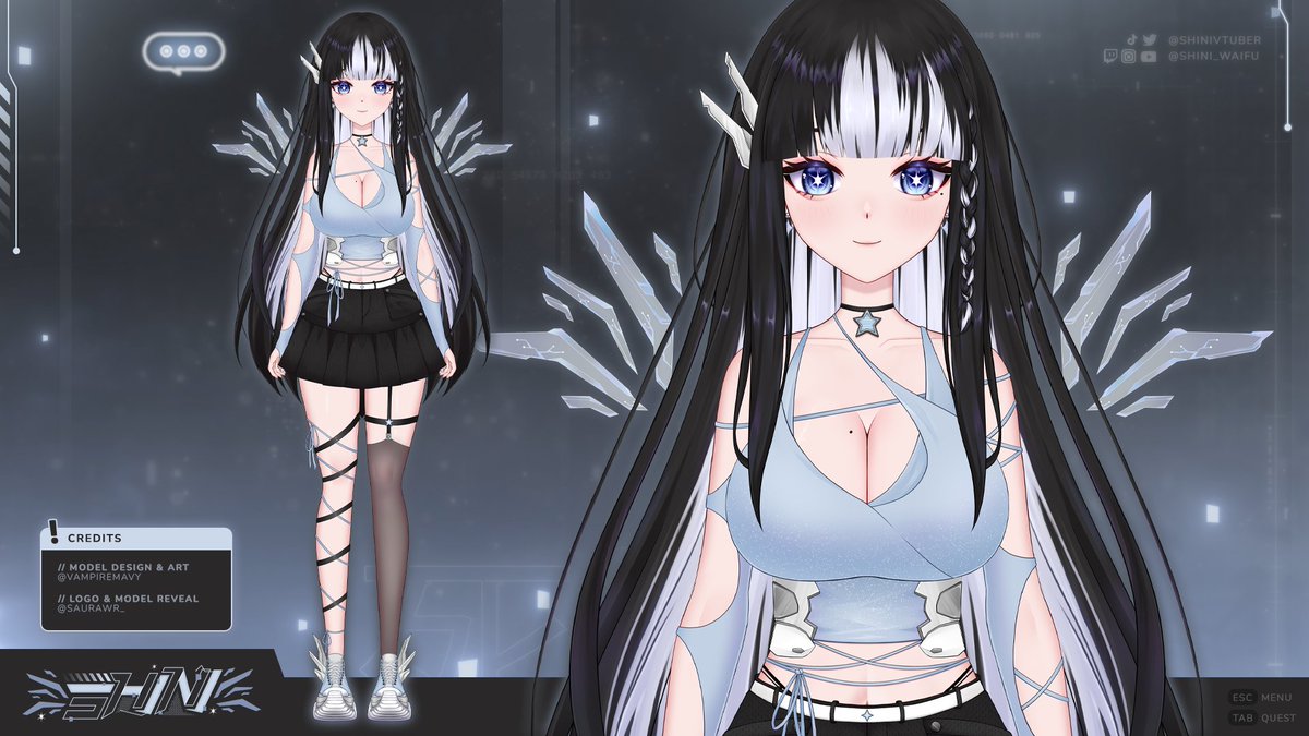 shiniVtuber's tweet photo. ˙⋆✮ FULL MODEL REVEAL ✮⋆˙
Najszybszy reveal Vtuberki jaki widziałam XD
Dziękuje kochani za tak OGROMNE wsparcie, serio aż łezka się w oku kręci
🎨: #ShiniPics
🔞: #ShiniSUS
💙: #ShiniLive
(reference sheet po debiucie)
「 #ModelReveal #Live2D #Vtuber #VtubersUprising 」
