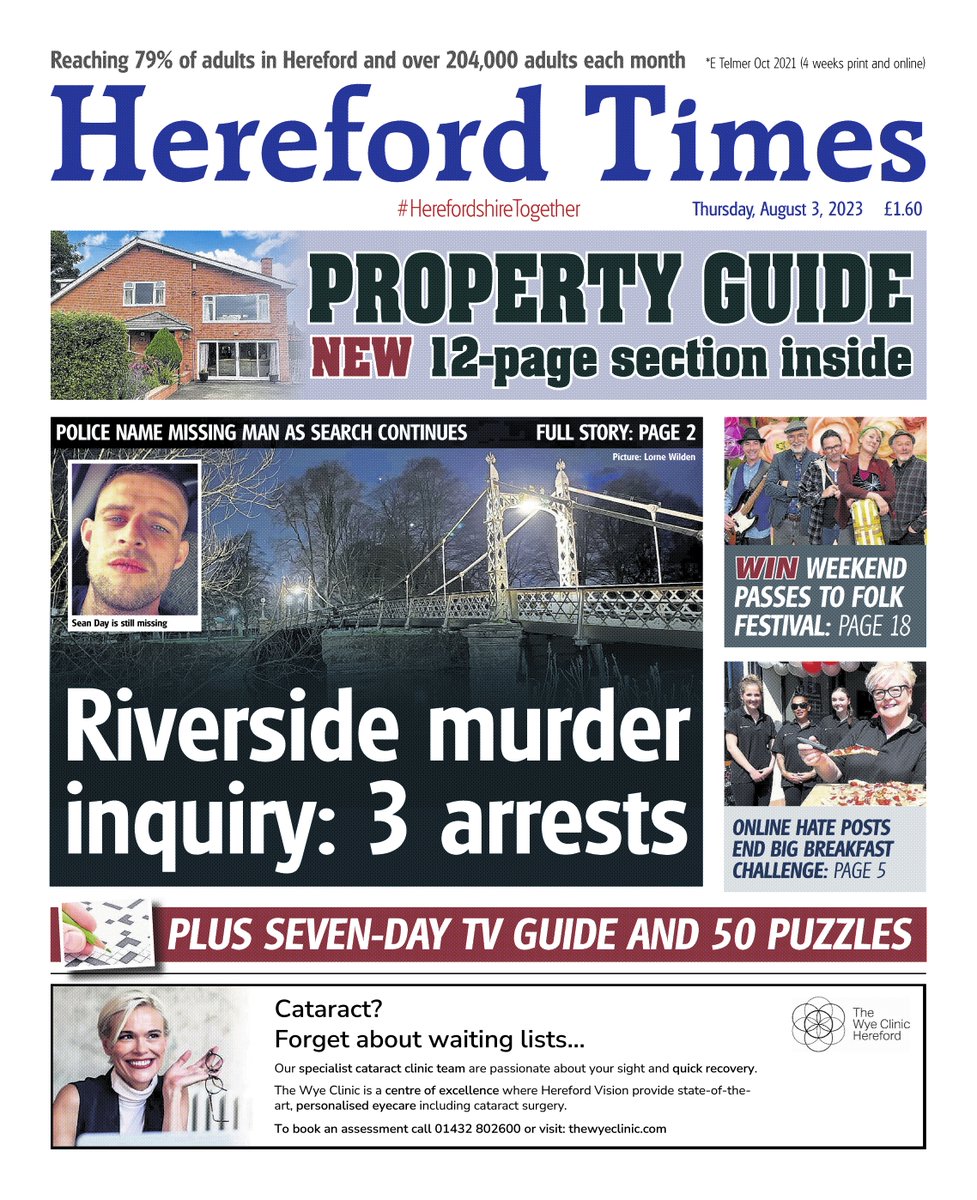 This week's Hereford Times front page. Make your local newspaper part of your weekend.