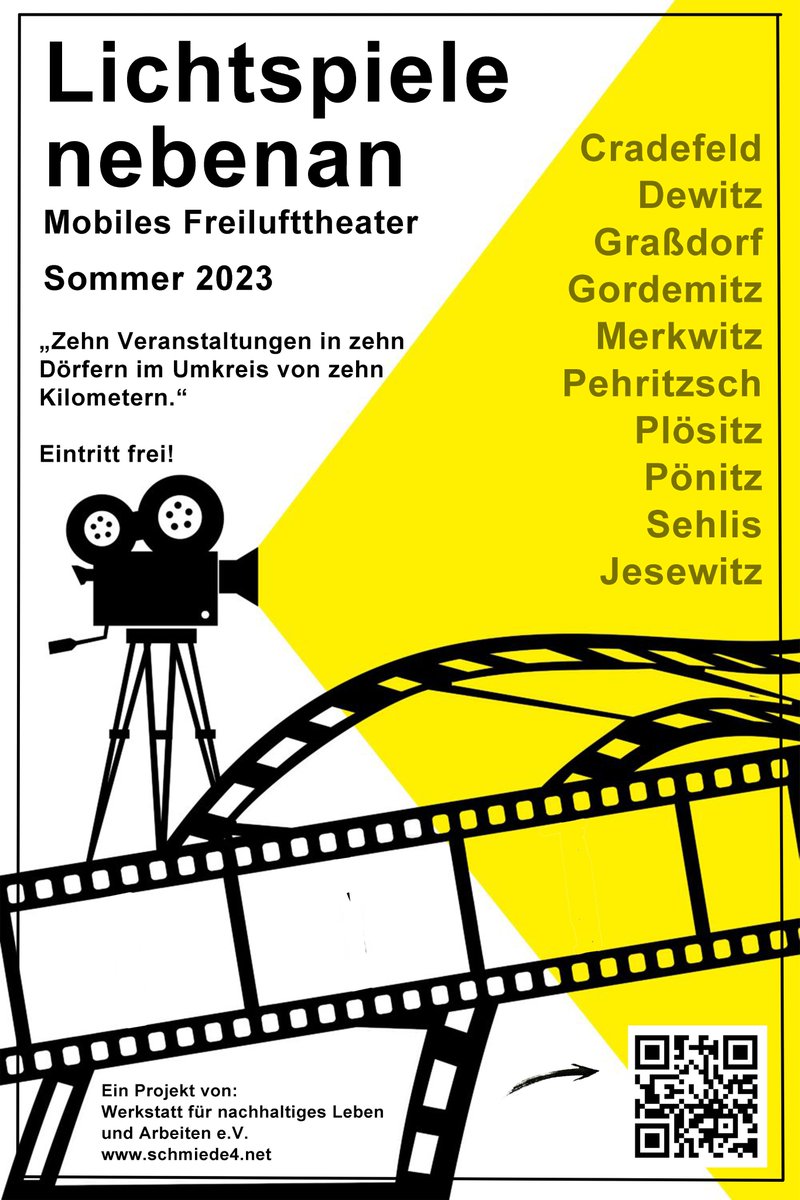 Heute (4.8.2023) in #Pehritzsch ab 20 Uhr Essen, gg. 21 Uhr Film, Wo: Ringstraße 14, Pehritzsch; Was: "Rocca verändert die Welt", FSK 0, Abenteuer. Im Rahmen von #LichtspieleNebenan: 10 Veranstaltungen in 10 Dörfern im Umkreis von 10 Kilometern. URL: schmiede04.net/lichtspiele-ne…