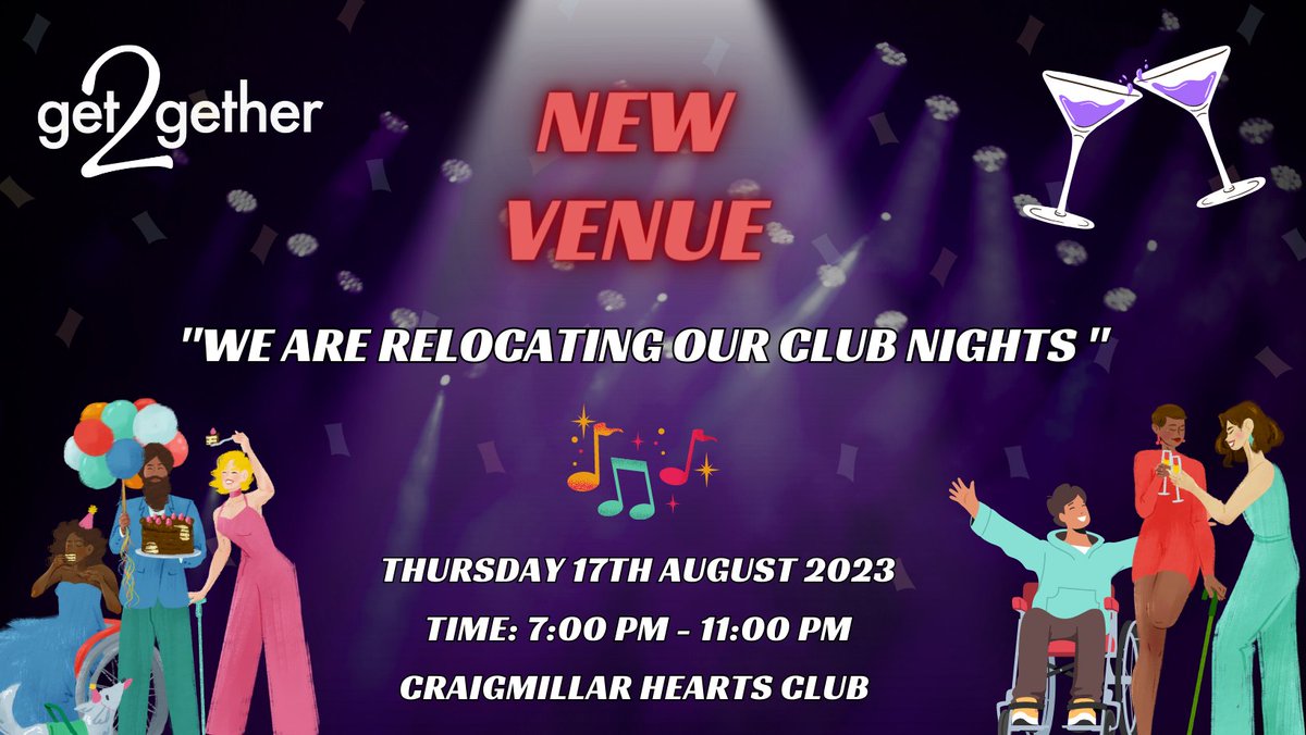 get2gether (@get2getheredin) on Twitter photo IMPORTANT UPDATE REGARDING HYPE NIGHT CLUB, we will be relocating our club night in August to Craigmillar Hearts Club - read more here get2gether.org.uk/important-upda…
Any questions email office@get2gether.org.uk or phone 07858 318 643! IMPORTANT UPDATE REGARDING HYPE NIGHT CLUB, we will be relocating our club night in August to Craigmillar Hearts Club - read more here get2gether.org.uk/important-upda…
Any questions email office@get2gether.org.uk or phone 07858 318 643!