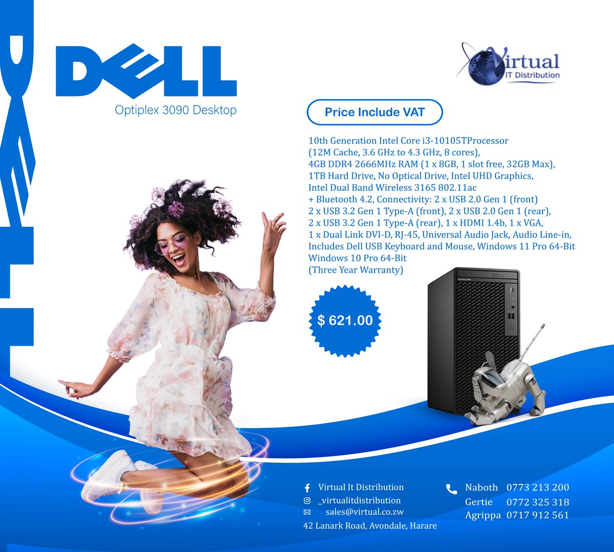 vitdistributors's tweet photo. Get a Dell Optiplex 3090 Desktop for only $621.00 USD here at Virtual It Distribution and experience optimum computer use at your fingertips.

#computers #computeraccessories #Dell #delldesktop #tech #zimtech #virtualitdistribution https://t.co/2Jx2UHQFZO