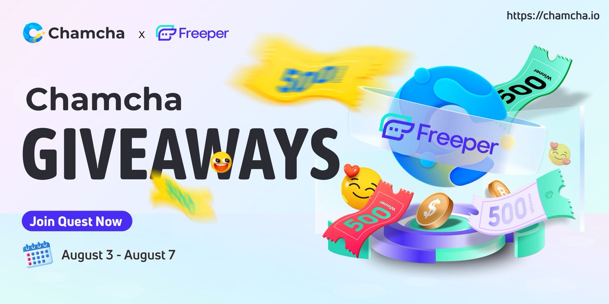 🎉 It's an honor to collaborate with @web3_freeper on the joint PASS card event.

🎁 Giving away 500x "Chamcha Pass Card."

Hurry and complete the task to receive CHAX token airdrop and FreeID.

Task link:app.questn.com/quest/80164943…  

#Airdrop #Bitcoin #giveaway