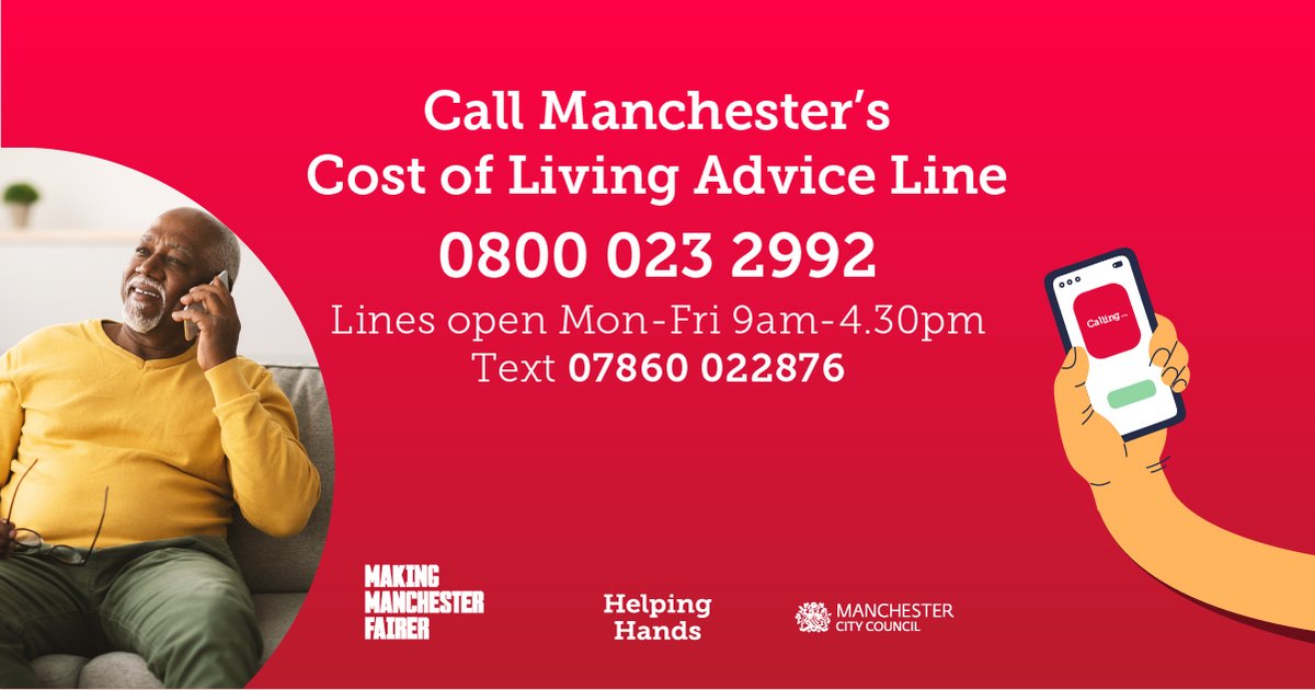 The cost of living crisis is affecting people of all backgrounds and ages.

Whether it's bills, rent, or food support, it's good to know there is support available when you need it.

Speak to our cost of living advice line on 0800 023 2692, Monday to Friday, 9am to 4.30pm. 📞