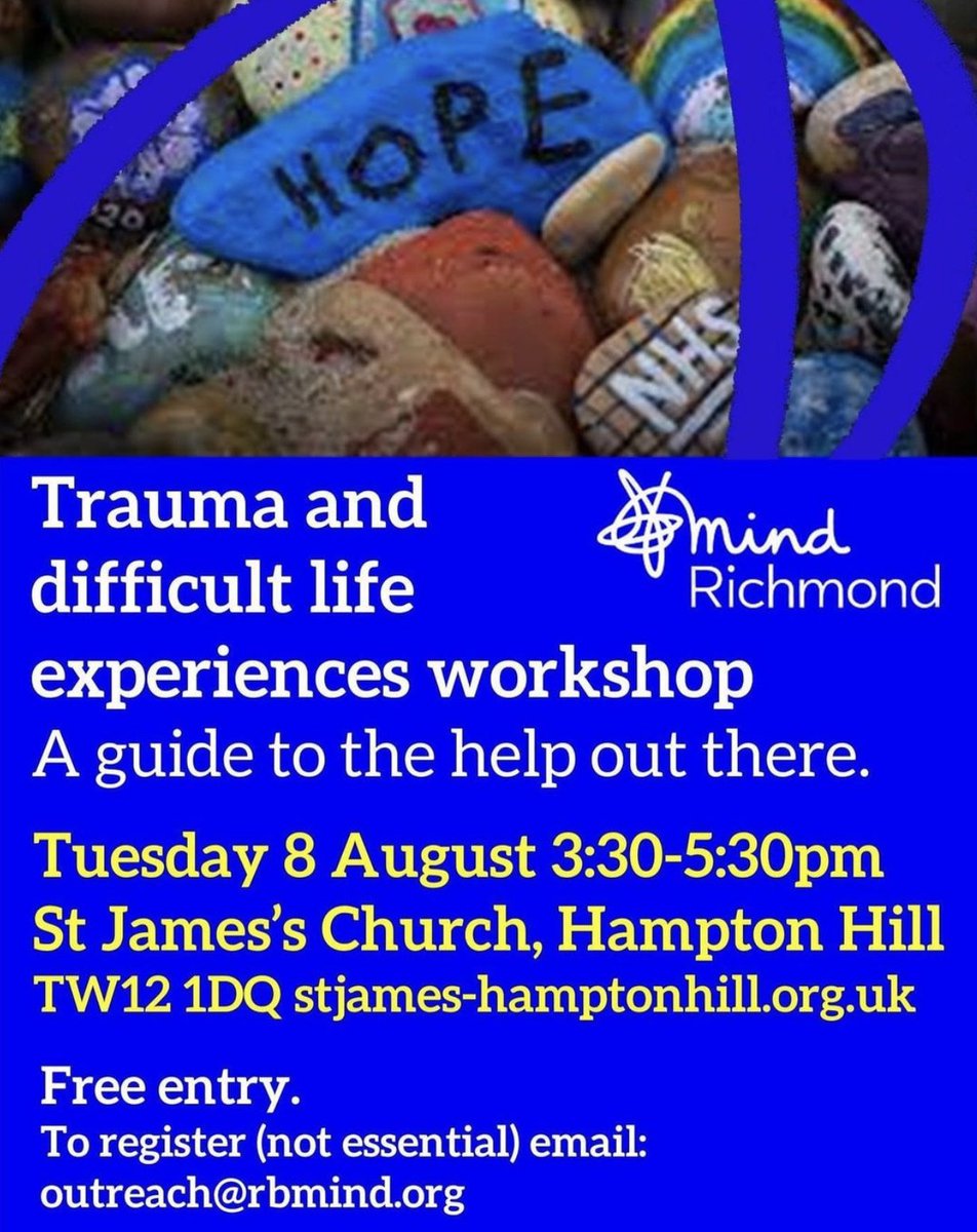 Not long to go before this workshop takes place!

If you are looking for help to overcome trauma or adverse life events come to this workshop to learn about the support that is out there. #mind #mentalhealth #support <a href="/rb_mind/">Richmond Borough Mind</a>