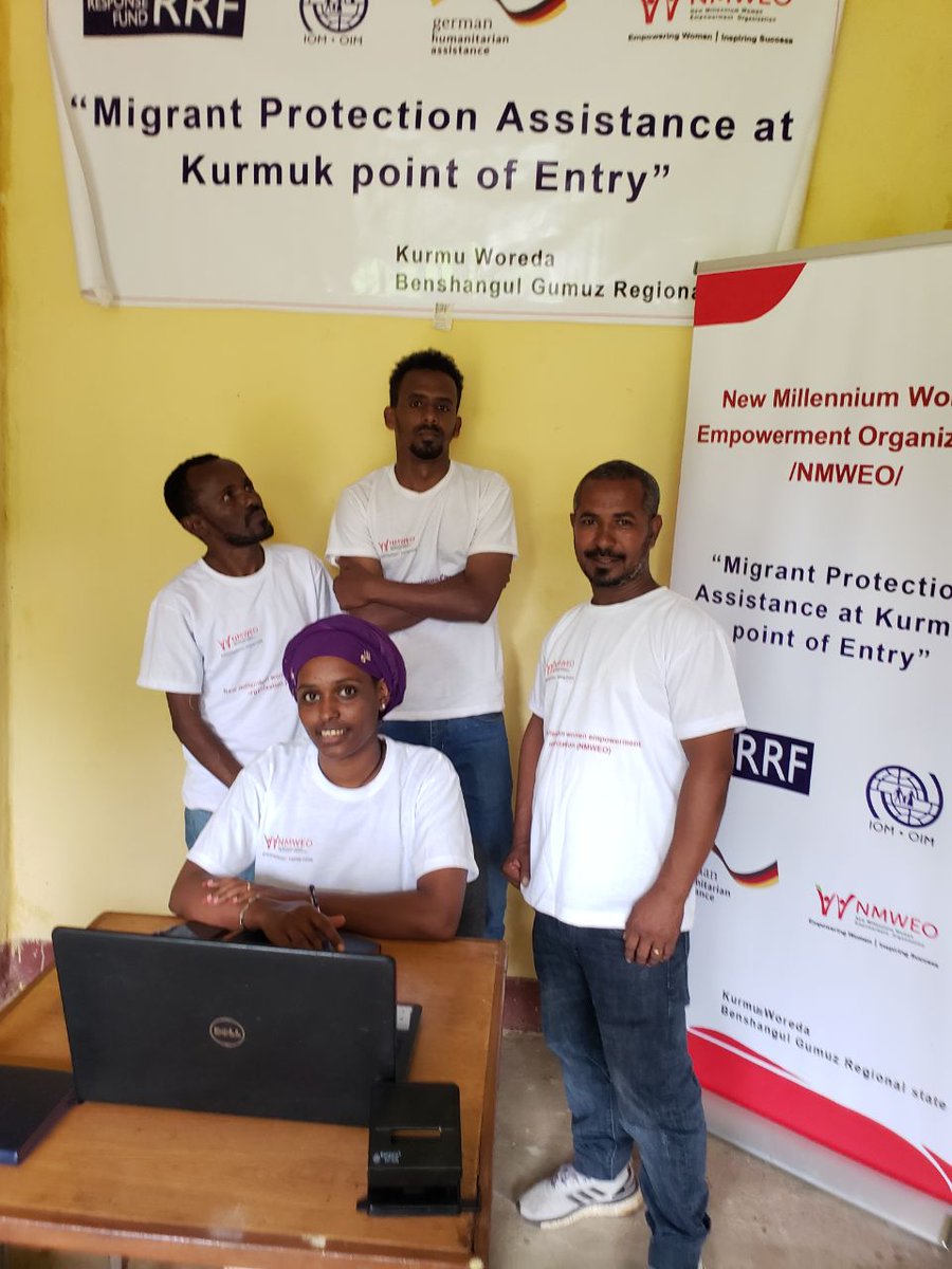 NmweoM's tweet photo. 📢NMWEO launched a project to provide migrant protection assistance at Kurmuk Point of Entry in Benishangul Gumuz to support Ethiopian migrant returnees #MigrantProtection #Ethiopia
 @IOMEthiopia  @OCHA_Ethiopia @germanhumanitarian assisstance @ActionAidEth @USAIDSavesLives https://t.co/HeYr5Tecyc