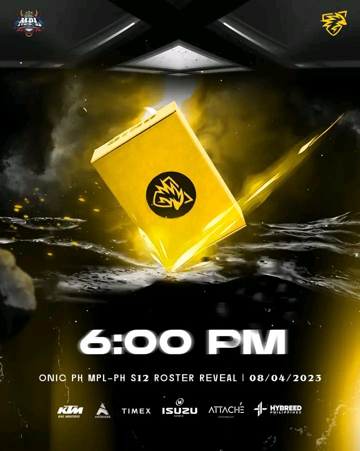 ONICPhilippines's tweet photo. A box has been dropped.
Mark your clocks, mga ka-ONIC! Our roster reveal will be up today at 6:00 PM 💛🖤
#itsONICtime #KTMBikeIndustries #AnterioreSolutions #TIMEXPH #IsuzuSubic #ReadyAnywhere #HybreedPhilippines https://t.co/yAjEMWSwKA