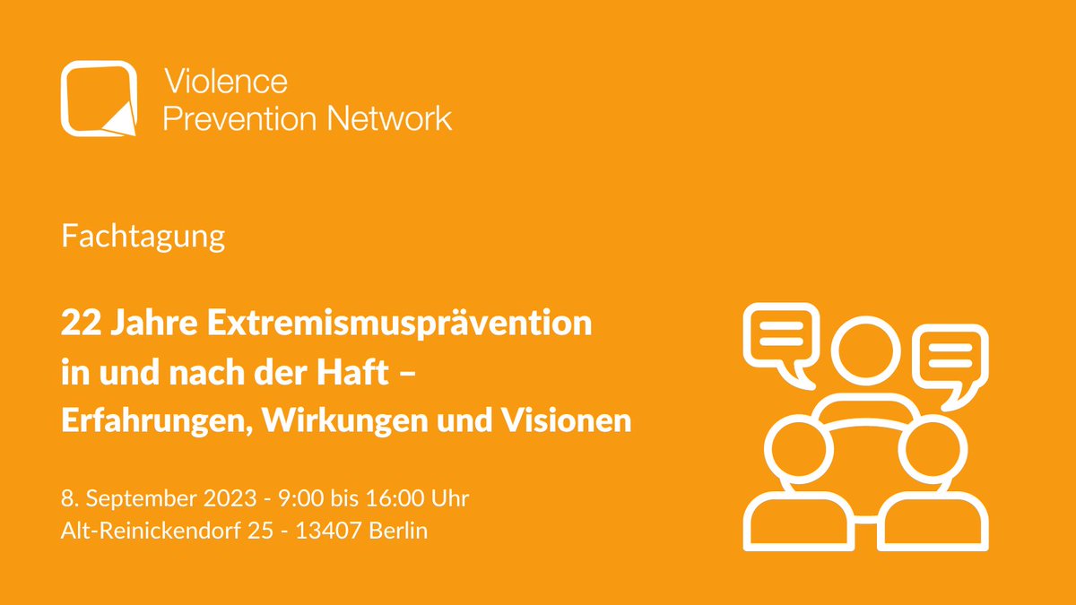 Save-the-date: Fachtag für Expert*innen aus zivilgesellschaftl. Praxis, Wissenschaftler*innen, Mitarbeitende aus Ministerien, JVAen ... Panel 1 widmet sich der Wirkung von Extremismusprävention u Bewährungshilfe. Infos zu den weiteren Panels gibt es hier: violence-prevention-network.de/save-the-date-…