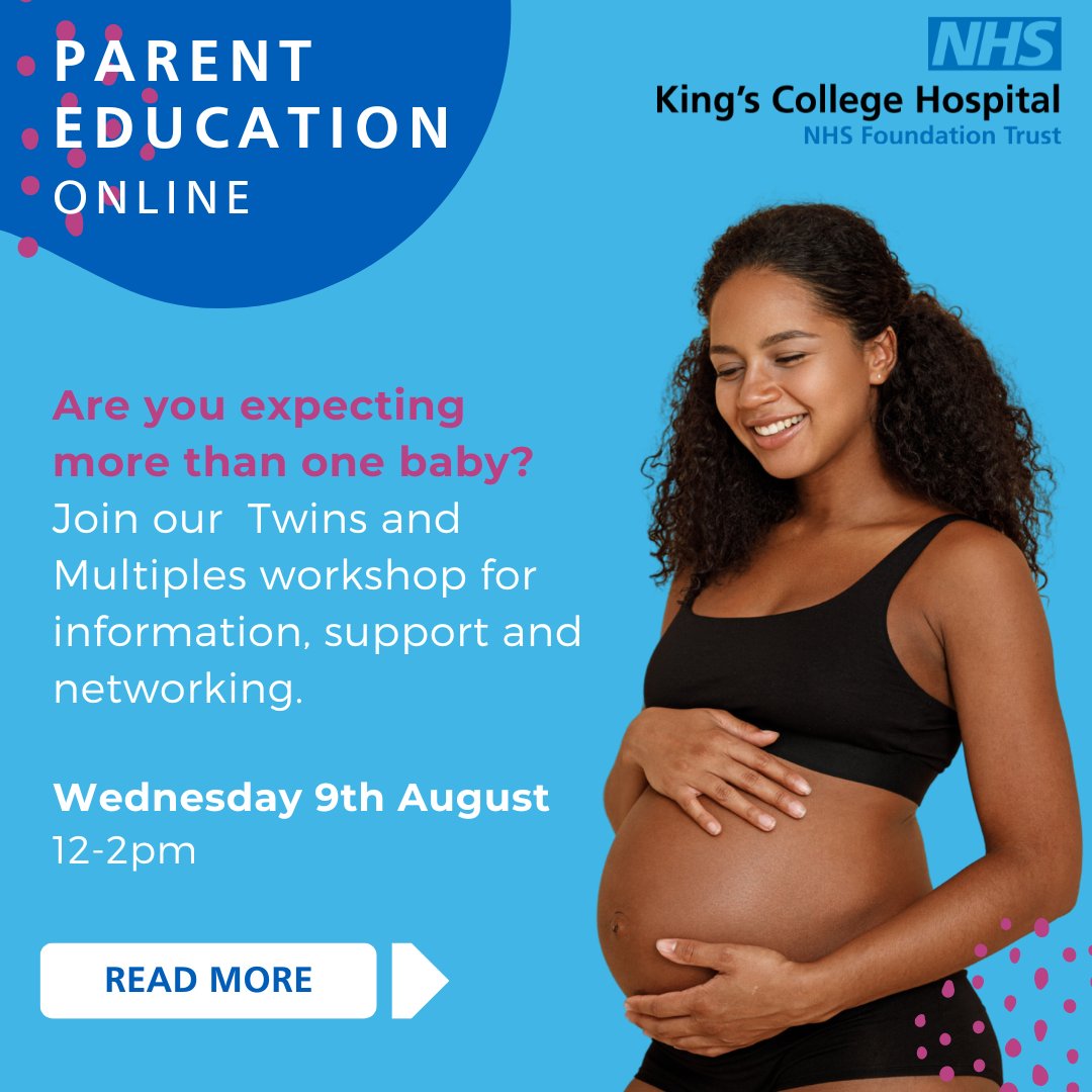 Join our obstetric lead for multiple pregnancies and our midwife with personal experience of having twins for this informative and social workshop for those expecting more than one baby! 

🗓️Wed 9 Aug 12-2pm
Register: bit.ly/kingsmaternity…

#multiplepregnancy