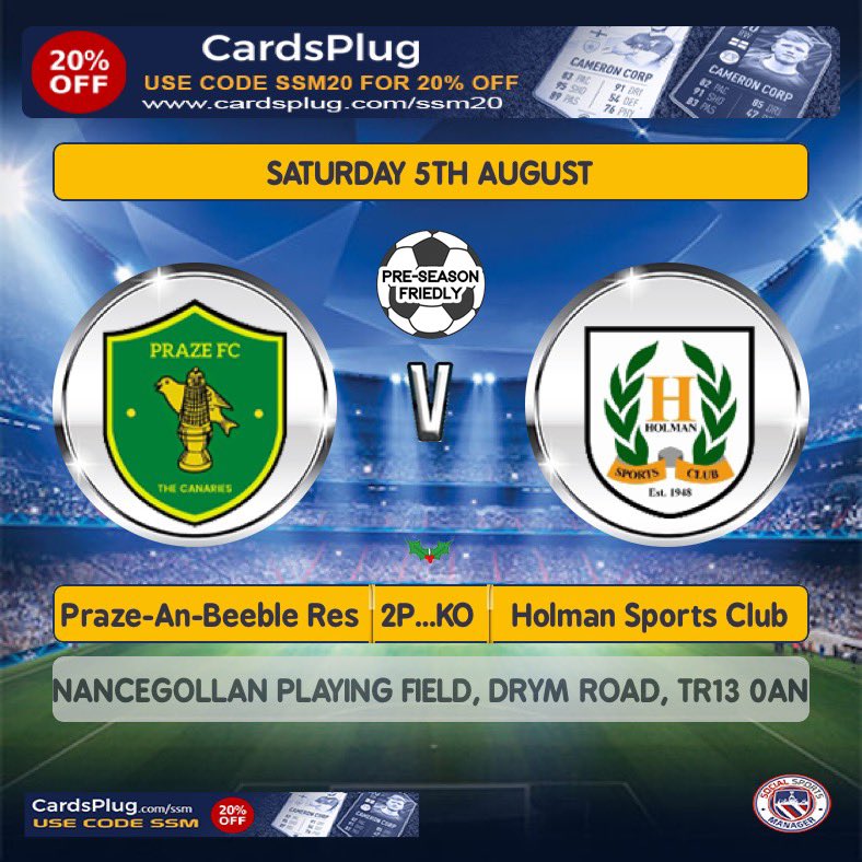 HolmansFootball's tweet photo. ⚽️ Friendly ⚽️

Our pre season continues on Saturday where we head to Nancegollan to take on @prazefc Reserves 💚💪🏻

Following the friendly, there will be karaoke and disco at Blaythornes from 6pm with pasties also available…everyone welcome 😋🎤🕺💃🪩 https://t.co/JhkN5KgeVr