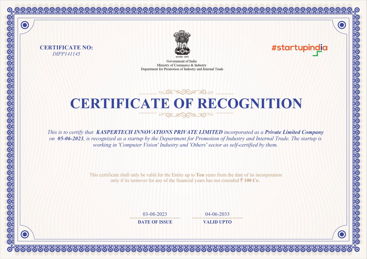 kasper_tech's tweet photo. We are elated to share that KasperTech is now a recognized startup under the @startupindia scheme of @DPIITGoI ✨

#startup #entrepreneurs #automation #technology #innovation #iot #ArtificialInteligence #SmartCity #Entrepreneurship https://t.co/KtMOYnzVA4