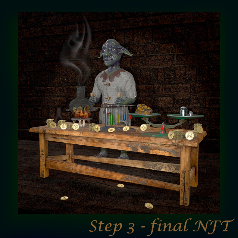 vsr3168's tweet photo. #nft, #svart, #nfgoblin, #rarible, #nftcollector, #3D #NFT_token,  #crypto, #illustration #fantasy_crypto, #3D   #makersplace, stages of creating NFT art Brooding goblin - crypto alchemist. I will be glad to your feedback and likes, as well as retweets. https://t.co/XTx9xpSMAI https://t.co/6YsHQFWKsm